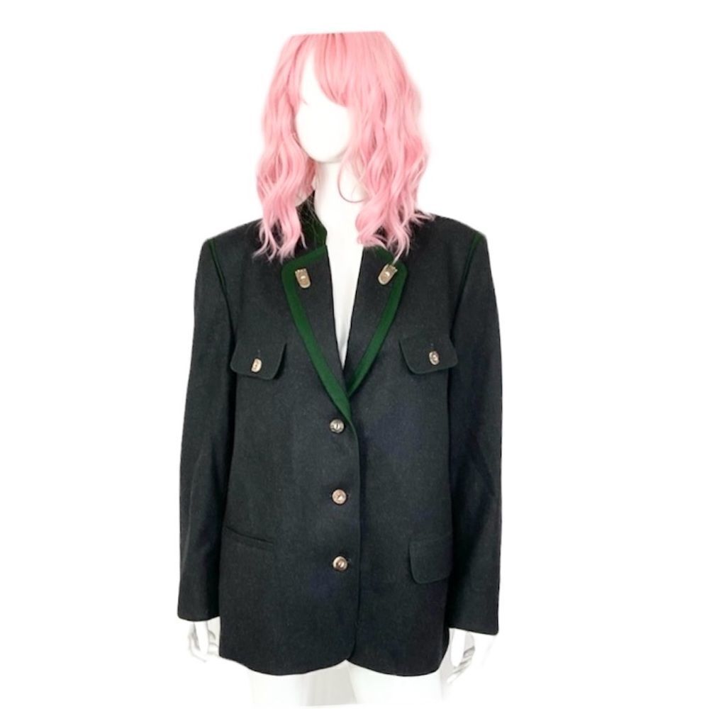 Vintage 60’s Josef Leichtfried Original Loden Wool Blazer Jacket Gray Green L - Picture 1 of 9
